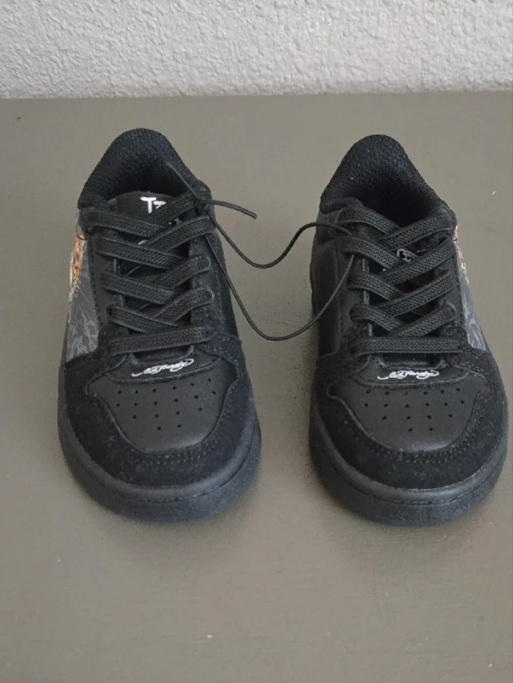 Ed Hardy Black Sneakers with Tiger Graphic